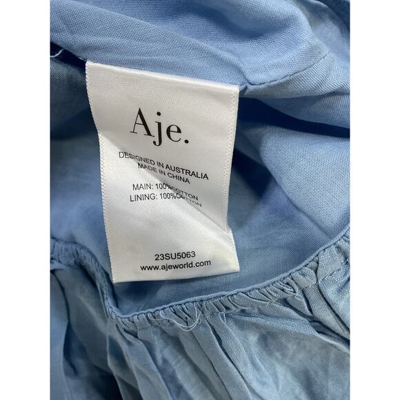 Aje 'Talia' Blue Cotton Flounce Mini Dress Size 8 - Picture 5 of 5